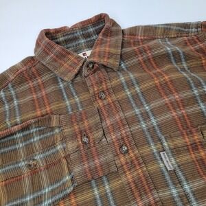 Woolrich Brown‎ Orange Plaid Long Sleeve Shirt Medium Textured Outdoors
